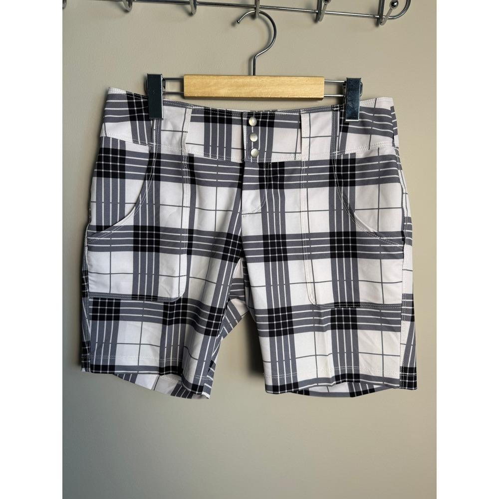 Jofit Plaid Golf Shorts Athletic Preppy Sporty White Black Womens 2 Yacht Club